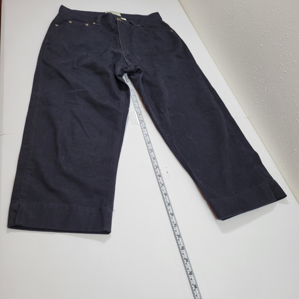 Eddie Bauer Crop Pants Womens 10 Navy Blue Excellent Cotton Twill Straight Leg - Picture 4 of 10